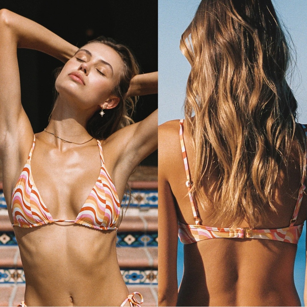 L*Space Brittany Eco Chic In The Waves Triangle Bikini Top Large